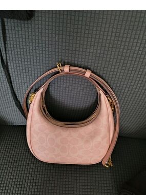 Coach Pink Signature Small Hobo Crossbody Bag